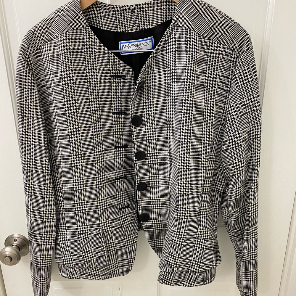 ***SALE***YVES SAINT LAURENT Vintage Cropped Black & White Houndstooth Jacket
